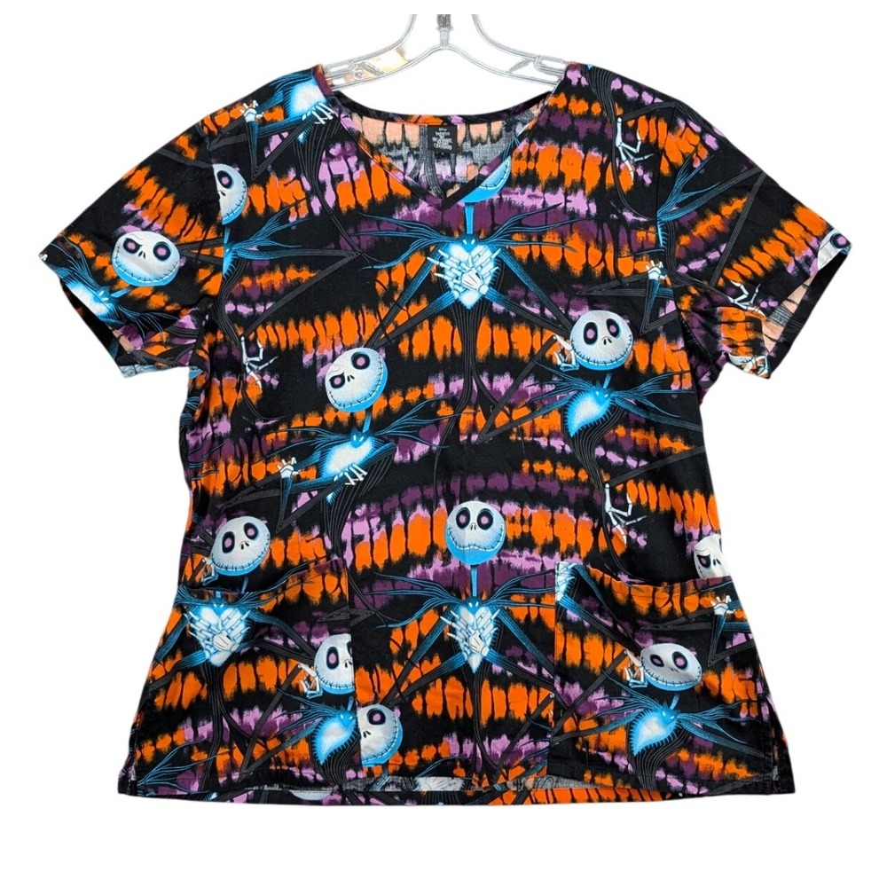Disney Nightmare Before Christmas Halloween CNA Nurse Scrub Top Halloween Sz 2X?